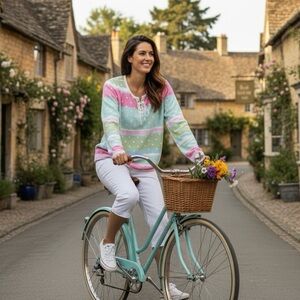 Colorful Striped Polka Dot Sweater